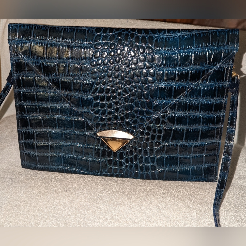 Vintage Vivace croc embossed leather crossbody / clutch bag